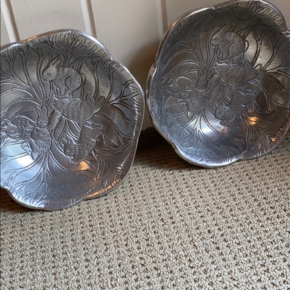 PEWTER LARGE HEAVY SALAD BOWLS